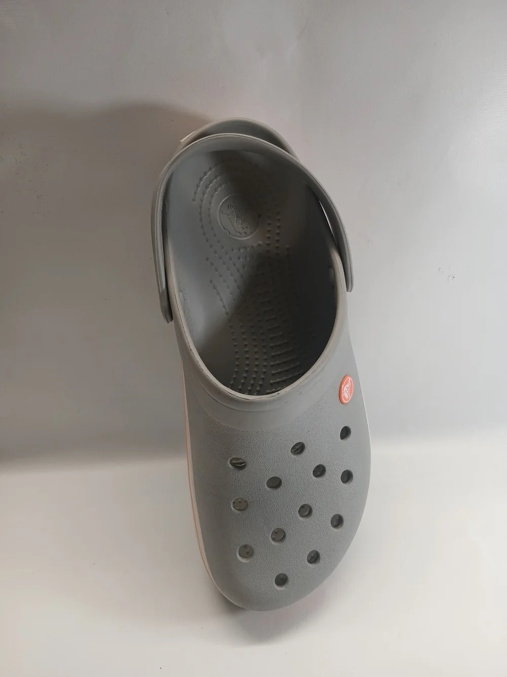 CROCS Unisex Grey Clog with Orange Stripe - Picture 7 of 13